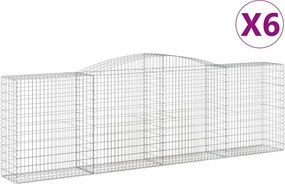 vidaXL Coșuri gabion arcuite 6 buc, 400x50x120/140 cm, fier galvanizat