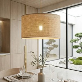 Lustră pe cablu AIDA 1xE27/15W/230V Ø35 cm stejar/rafie