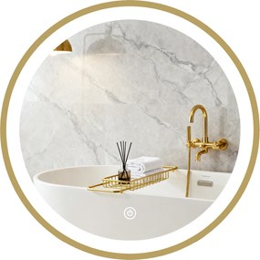 HOMCOM Oglindă de baie cu iluminare LED rotundă 40 cm, oglindă luminoasă de perete cu 3 temperaturi de culoare, reglabilă, auriu | Aosom Romania