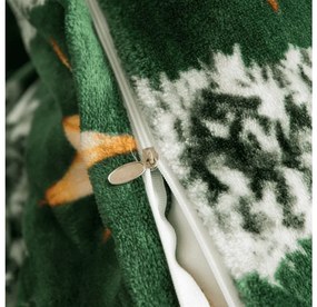 Lenjerie cocolino GREEN CHRISTMAS verde + cearsaf Cocolino microplus cu elastic SOFT 90x200 cm alb, pat de o persoana