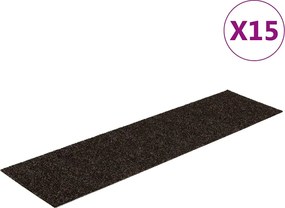 vidaXL Covorașe autoadezive pentru scări, 15 buc., 76x20 cm, maro închis, dreptunghiulare