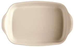 Vas dreptunghiular de ceramică pentru copt Emile Henry Ultime, 36,5 x 23,5 cm, crem