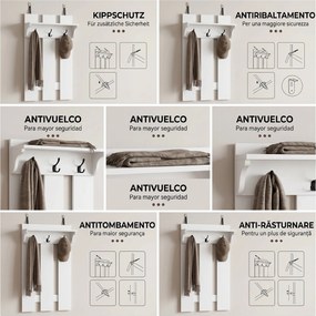 HOMCOM Cuier de Intrare 3 în 1 cu 4 Cârlige, Etajeră pentru Pantofi și Bancă Depozitare, 71,5x39,5x170 cm, Maro | Aosom Romania