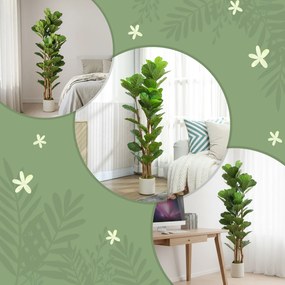 HOMCOM Plantă Artificială Ficus Lyrata 150 cm - Verde | Aosom Romania