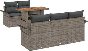 vidaXL Set de canapele pentru grădină 6 pcs Gri Rattan poli