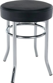 Taburet IRENA, negru/crom, metal/piele ecologica, 33x33x43 cm
