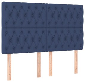 Pat continental cu saltea, albastru, 160x200cm, material textil Albastru, 160 x 200 cm, Design cu nasturi