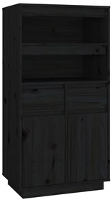 Dulap inalt, negru, 60x40x116,5 cm, lemn masiv de pin 1, Negru