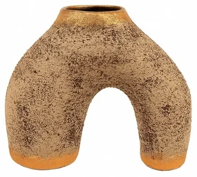 Vaza ceramică YL626 Arkina, bej/auriu
