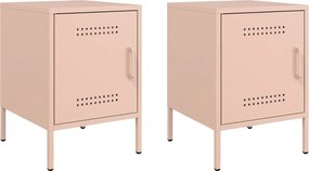 vidaXL Noptiere, roz, 2 buc., 36x39x50,5 cm, oțel