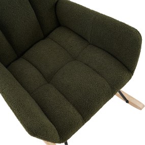 Scaun balansoar modern cu spătar înalt și brațe, țesătură din catifea Teddy confortabilă, potrivit pentru living, dormitor și spații interioare, Verde