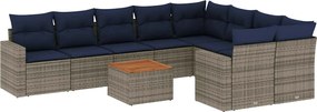 vidaXL Set canapele de grădină cu perne, 10 piese, gri, poliratan
