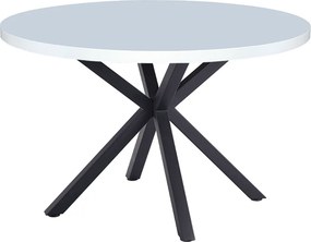 Masă de sufragerie, alb mat/ negru, diametru 120 cm, MEDOR