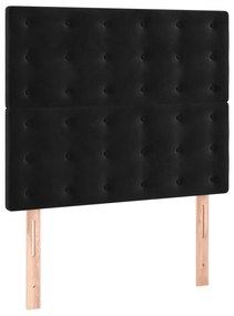 Pat box spring cu saltea, negru, 100x200 cm, catifea Negru, 100 x 200 cm, Nasturi de tapiterie
