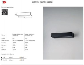 Aplica LED ambientala de exterior IP54 ROSVIK 25cm 1x6W
