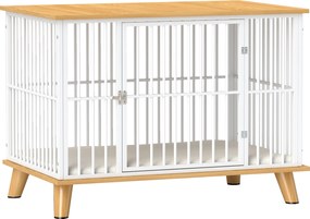 PawHut Cușcă pentru câini cu ușă cu închidere, pernă detașabilă, bună ventilație, oțel, 86x60x70 cm, Alb+Gri | Aosom Romania