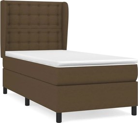 vidaXL Pat box spring cu saltea, maro închis, 90x190 cm, textil
