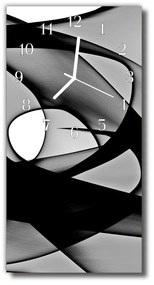 Ceas de perete din sticla vertical Abstracție grafică alb-negru
