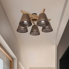 Lustră aplicată Brilagi ANTHONY 5xE14/40W/230V stejar/maro