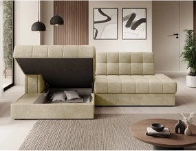 Colțar maro deschis extensibil cu tapițerie din catifea (cu colț pe partea stângă/cu șezlong) Blezalt – ELTAP