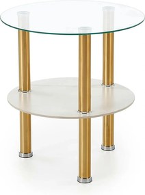 Masuta DUCAT S, transparent/auriu, sticla/otel, 45x49 cm