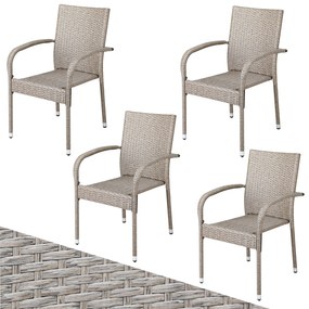 Deuba Scaune de ratan Comfort 4 buc - crem