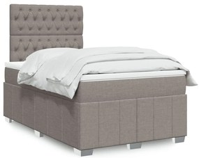 vidaXL Pat box spring cu saltea, taupe, 120x190 cm material textil