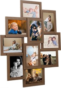 vidaXL Ramă foto colaj, maro deschis, 10 x foto (13x18 cm), MDF