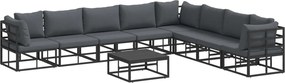 vidaXL Set de canapele pentru grădină cu pernă 9 pcs Negru Aluminiu