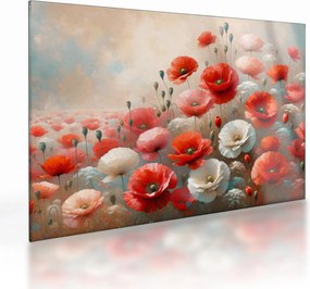 Tablou pe sticlă - Pictură cu maci (70x50 cm)