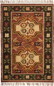 Covor din iută țesut manual cu model geometric kilim, 120×180 cm, „Jopf"