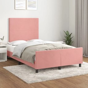 3125628 vidaXL Cadru de pat cu tăblie, roz, 120x200 cm, catifea