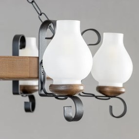 Brilagi - Candelabru cu lanț ROATA, 6 x E14/40W/230V, Ø 70 cm, fag/nuc