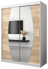 Dulap de haine 150 cm Eclipse (Alb mat + Stejar sonoma). 1063402