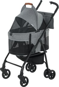 PawHut Cărucior pentru câini Cărucior 3 în 1 detașabil pliabil cu cușetă amovibilă și fără fermoar suspensie Gri | Aosom Romania