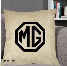 Perna Personalizata cu emblema MG, 40x40 cm, Crem, Husa Detasabila, Perna Inclusa, BEKZ®