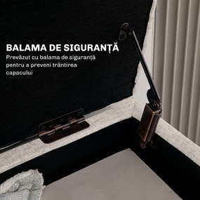 HOMCOM bancă cu spațiu de depozitare 110 x 39 x 45 cm din material cu aspect de in, picioare din lemn de cauciuc, capacitate 220 kg, bej | Aosom Romania