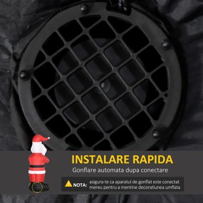 Outsunny Mos Craciun gonflabil, afisaj in aer liber cu LED pentru curte pentru petrecere in gradina.