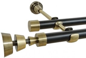 Galerie dubla fara inele duo AFINA 19/19 mm negru aur antic (Alege marime: 180 cm)