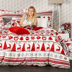 Lenjerie de pat de Crăciun din microflanel 4Home Christmas Time roșu, 160 x 200 cm, 70 x 80 cm, 160 x 200 cm, 70 x 80 cm