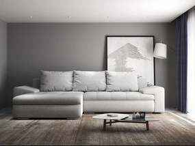 Colțar extensibil dumonde cu ladă de depozitare si sezut confortabil din spuma high-density, Leonardo Euphoria Dove 260x185 cm