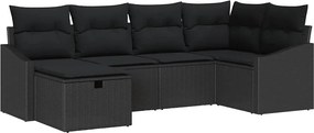 vidaXL Set de canapea cu pernă cu depozitare 6 pcs Negru poliratan