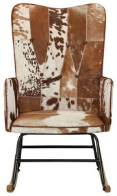 339689 vidaXL Scaun balansoar, maro, piele naturală