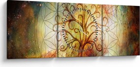 Tablou abstract cu copac (cu ceas) (90x30 cm)
