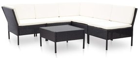 48948 vidaXL Set mobilier de grădină cu perne, 6 piese, negru, poliratan