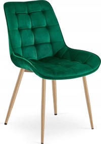 Scaun Bucatarie/Dining Joy Verde Catifea,Picioare Metalice, Finisaj Lemn