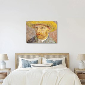 Tablou pe sticlă - Vincent van Gogh, Self-Portrait with a Straw Hat (The Potato Peeler), reproducere (70x50 cm)