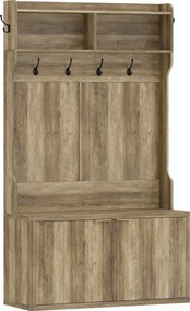 HOMCOM Cuier pantofar 4 în 1 Cuier modern cu raft deschis pentru hol intrare dormitor 100x38x172 cm Stejar | Aosom Romania