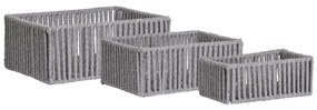 Coșuri Arese, bumbac/metal, gri, 3 buc