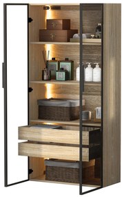 Dulap de baie cu iluminare LED, Negru | Aosom Romania